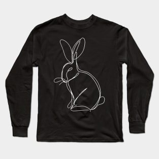 Bunny Rabbit Art | Minimalist line art illustration 2 Long Sleeve T-Shirt